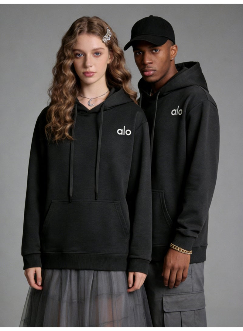Alo Yoga Alo Super Dalian hoodie sweater-minimalist logo pullover with kangaroo pocket, unisex sports leisure and daily leisure, retro color fashion top. - Image 1